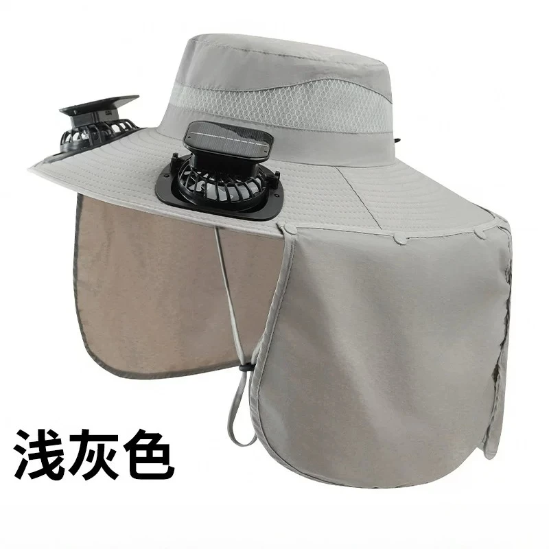 Solar Powered Outdoor Fishing Hat, Summer Wide Brimmed Sun Protection Fishing Hat with Fan