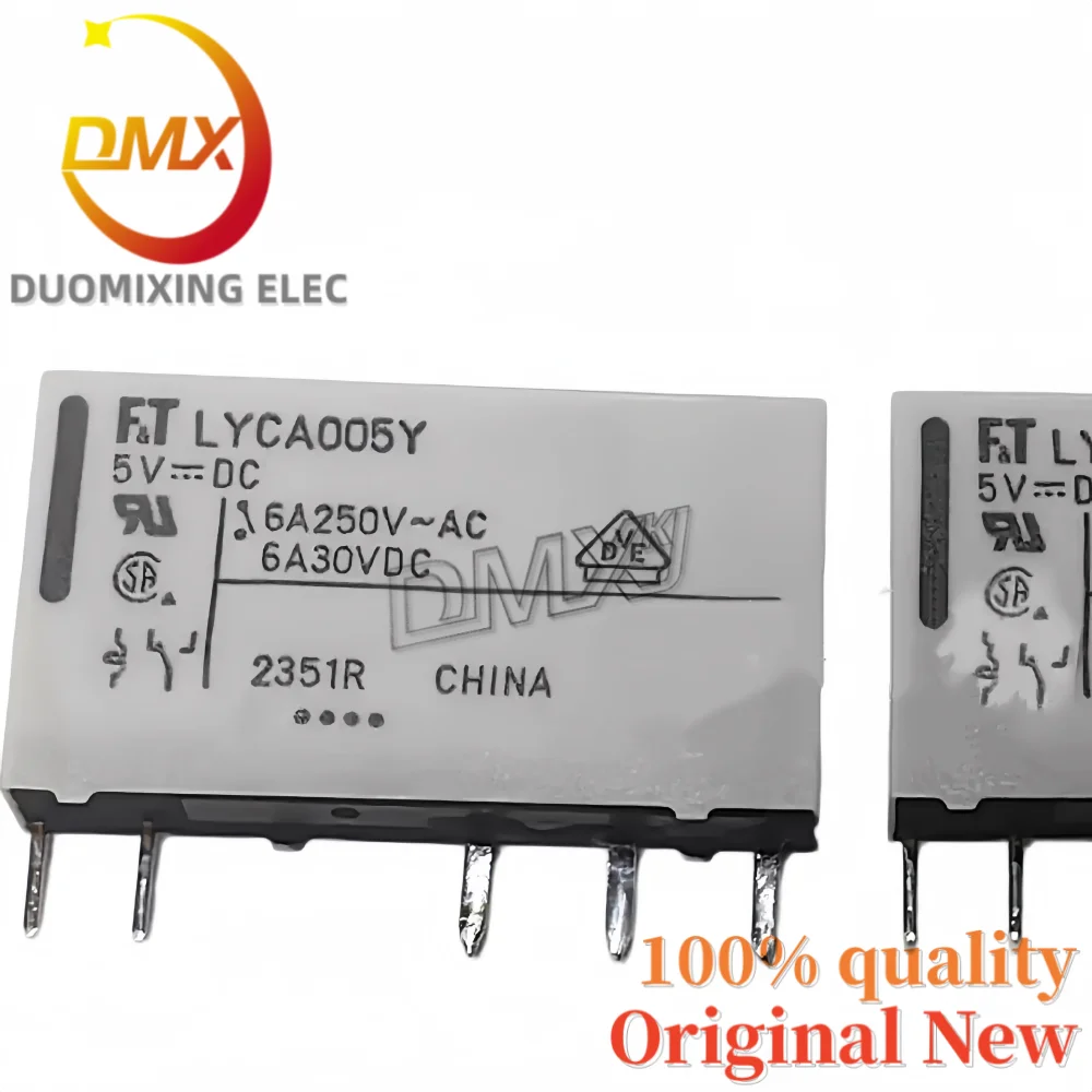 1-5PCS 100%New TR-LYCA024Y LYCA012Y LYCA005Y 5Pin 6A 24V 12V 5V 41F type relay HF 41F-1Z-C2-1 Ultra-thin relay module base