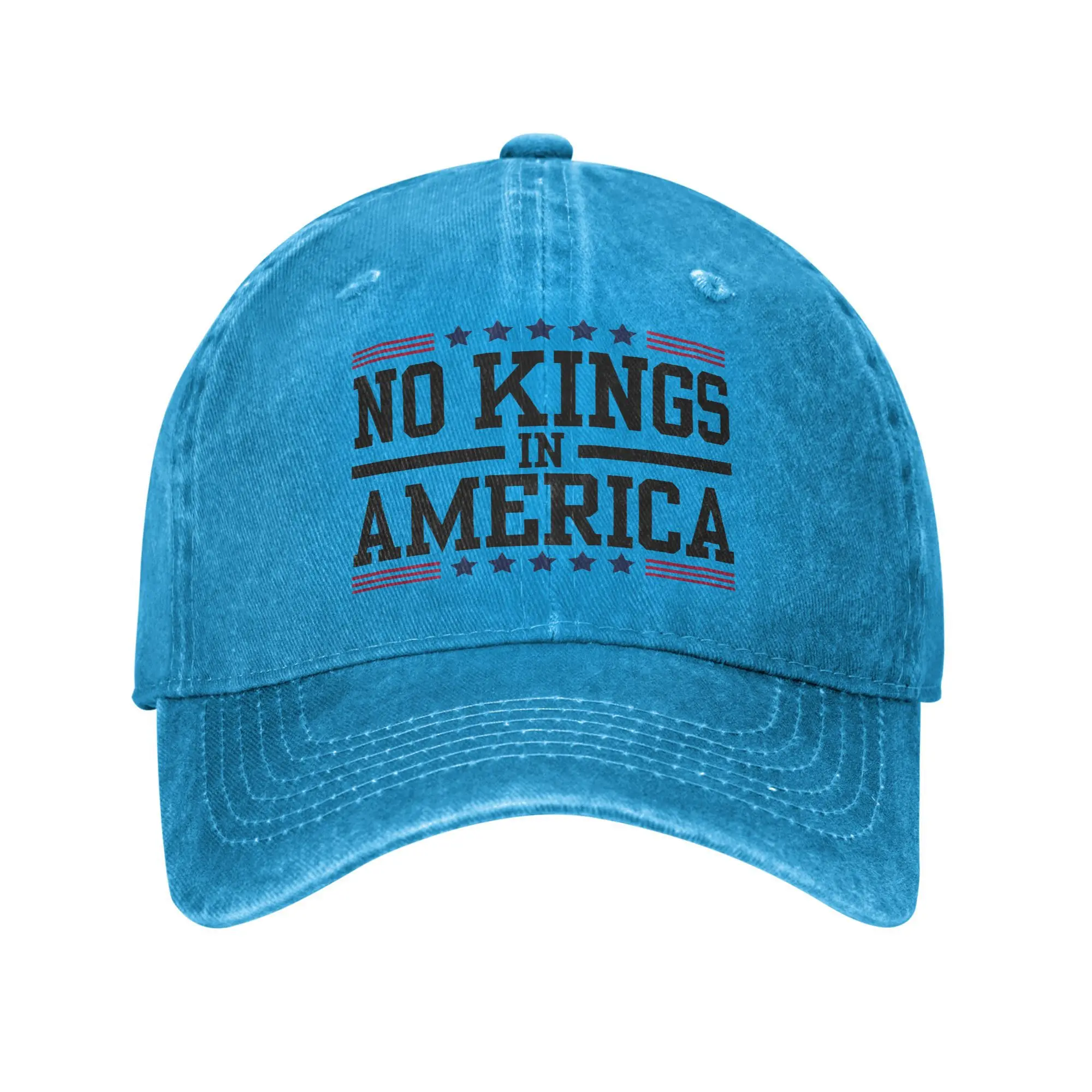 

Casual No Kings In America Baseball Caps Unisex Distressed Denim Headwear Outdoor Workouts Unstructured Soft Hats Cap