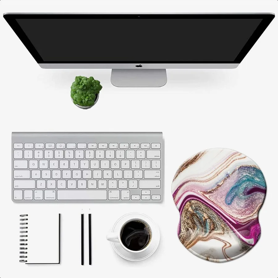 Mauspad mit Handgelenkanschluss, rutschfestes Mauspad, Handgelenkauflage für Büro, Computer, Laptop, bequeme, leichte, ergonomische Maus mit Anschluss