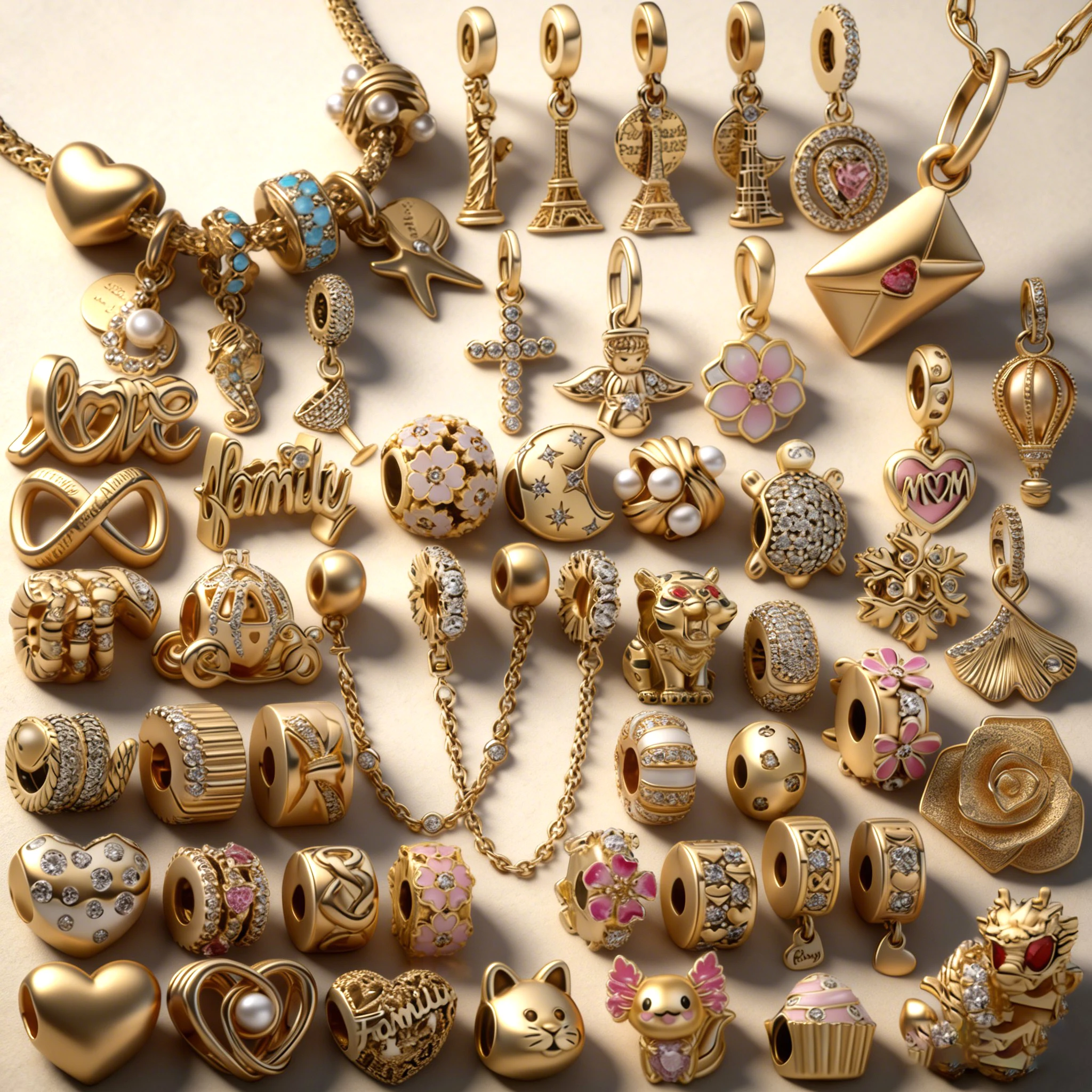 

2026New Hot Sparking Gold Charm Beads Pendant Fit Original Snake Silver Bracelet Necklace Beads For Diy Jewelry Women Gift