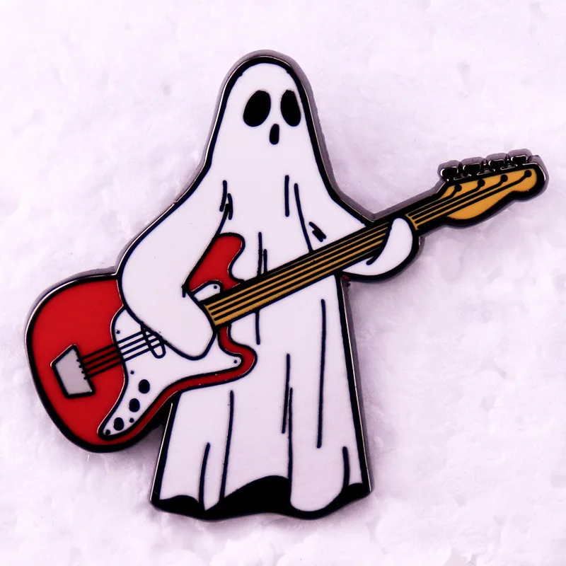 A2983 Creative Halloween Guitar Ghost Punk Enamel Pins Lapel Pins for Backpack Funny Alloy Brooch Jewelry Gift