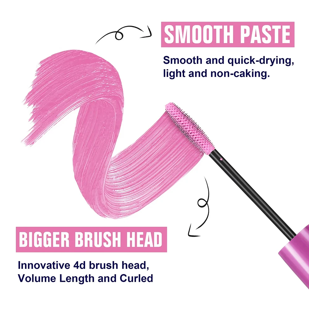 สีสันมาสคาร่าผ้าไหมสีฟ้าสีแดงสีดําครีมความยาวกันน้ํา Smudge-Proof สีหนายาว Curling แต่งหน้าเครื่องสําอาง