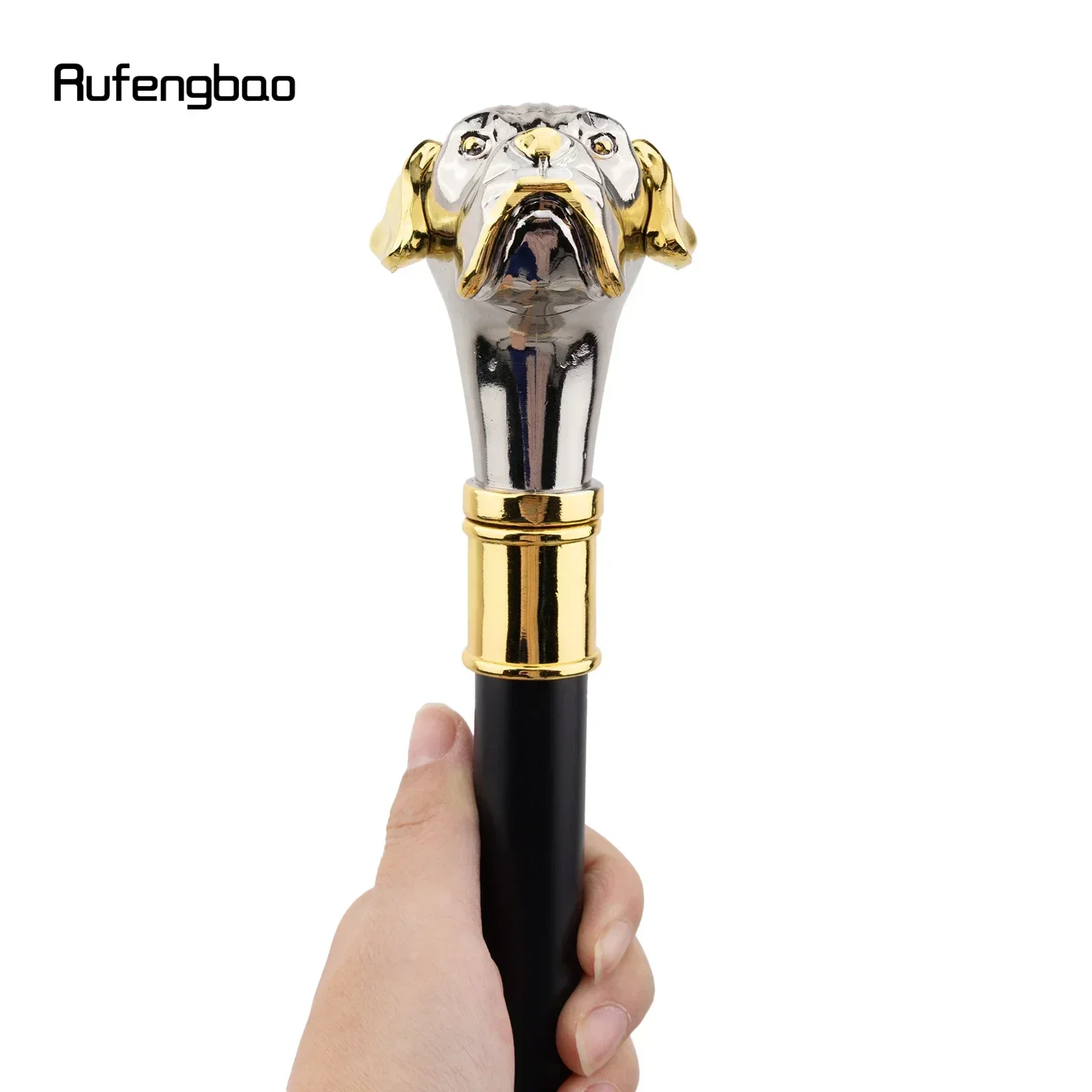 Golden Silver Dog Handle Luxury Pattern Pekingese Stick Party Fashion Walking Stick Decorative Cospaly Cane Knob Crosier 92cm view 5
