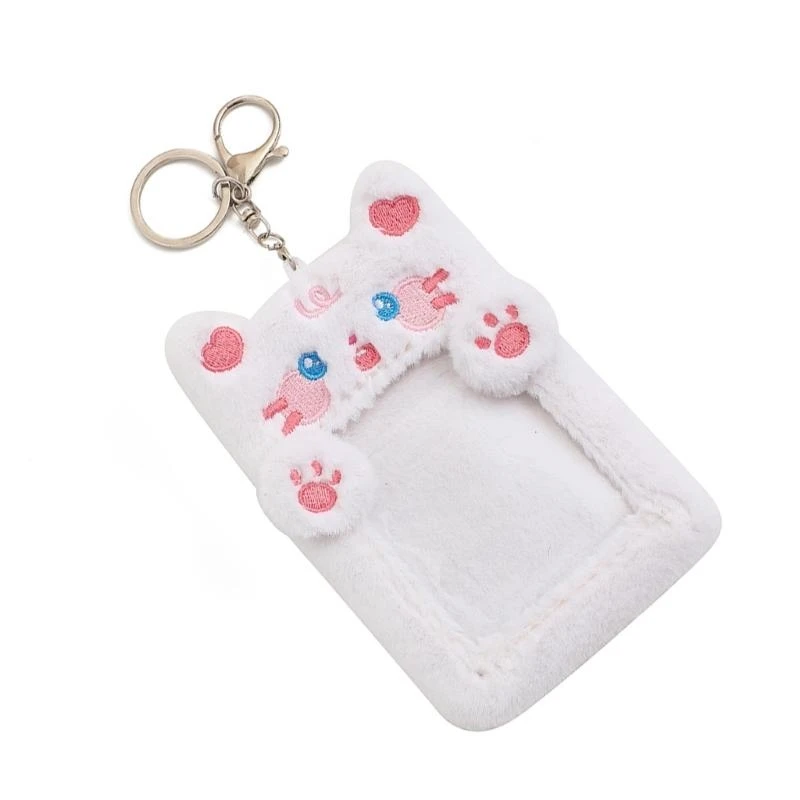 L38E Multiuse Plush Keychain Card Holder Cartoon Plush Photo Holder for Fans
