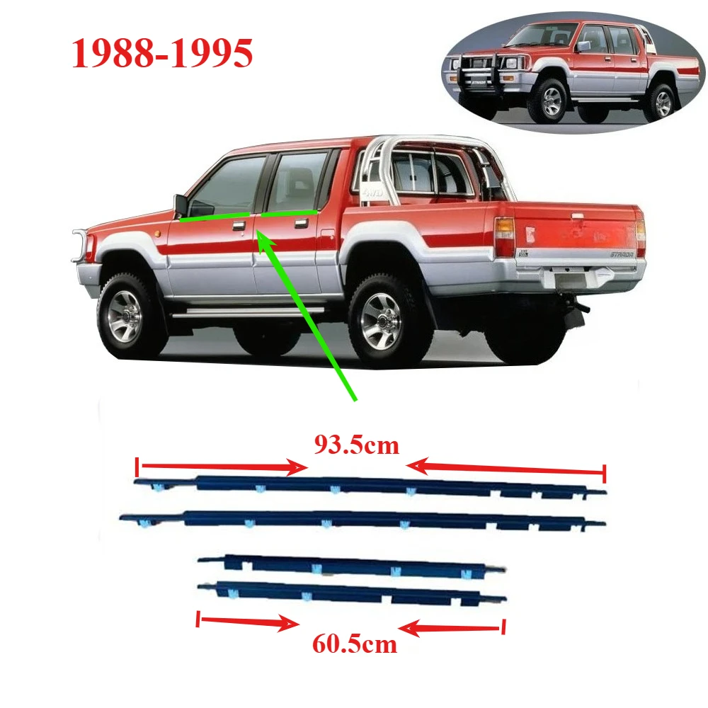 

4 Pcs Windows Rubber Seal for L200 K10 MB422217 Glass Protector for Triton K30 WeatherStrips for Strada 1988-1995 93.5cm 60.5cm