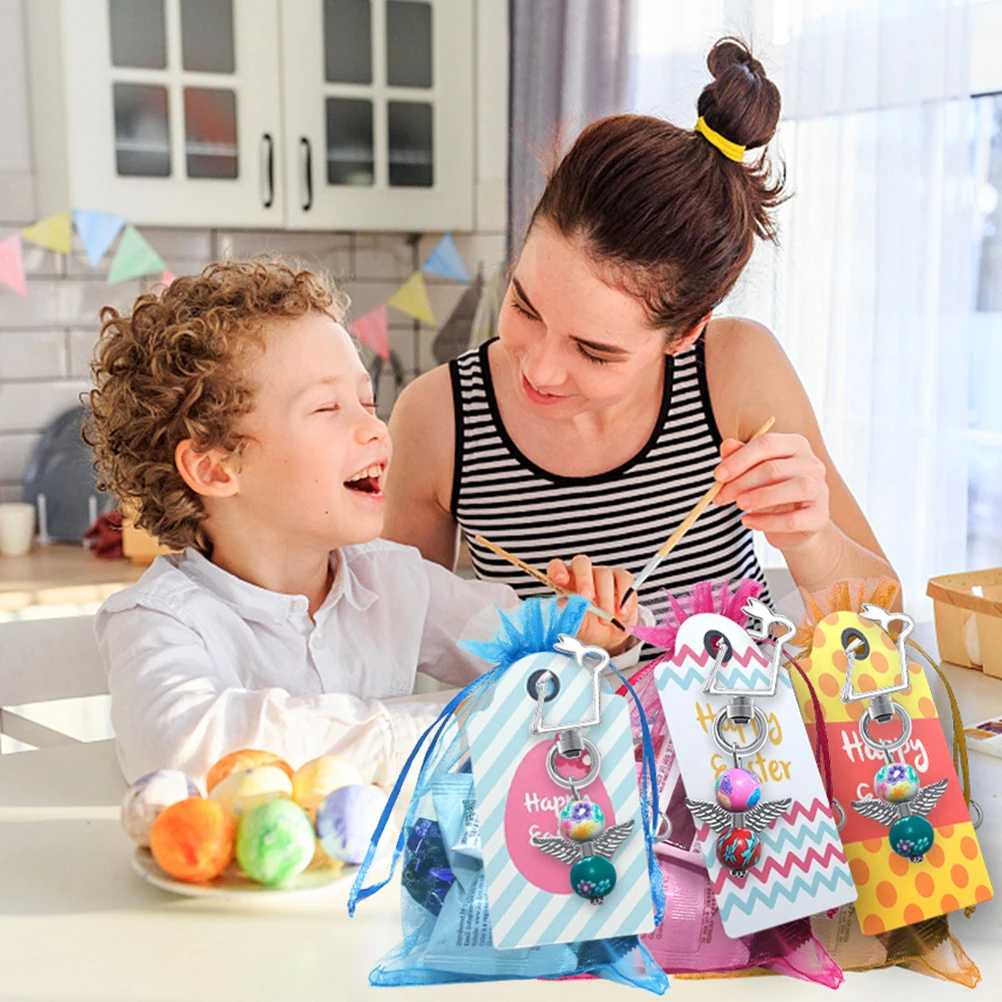 

3pcs Easter Keychain Premium Alloy Bunny Shaped Bag Decor Gift Tags Hanging Pendants Party Props Festival Decor Crafts Gift