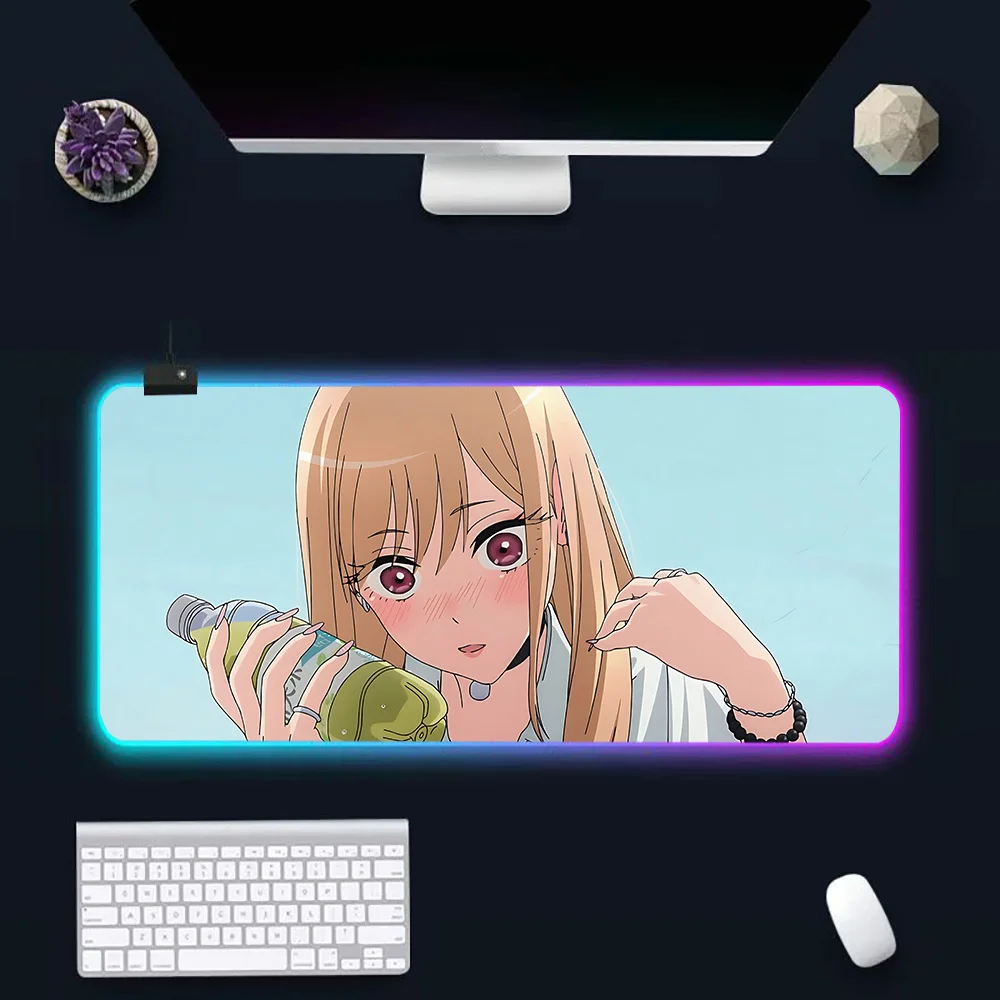 Sono Bisuku Dōru wa Koi o Suru RGB Pc Gamer Keyboard Mouse Pad Mousepad LED Glowing Mouse Mats Rubber Gaming Computer Mausepad