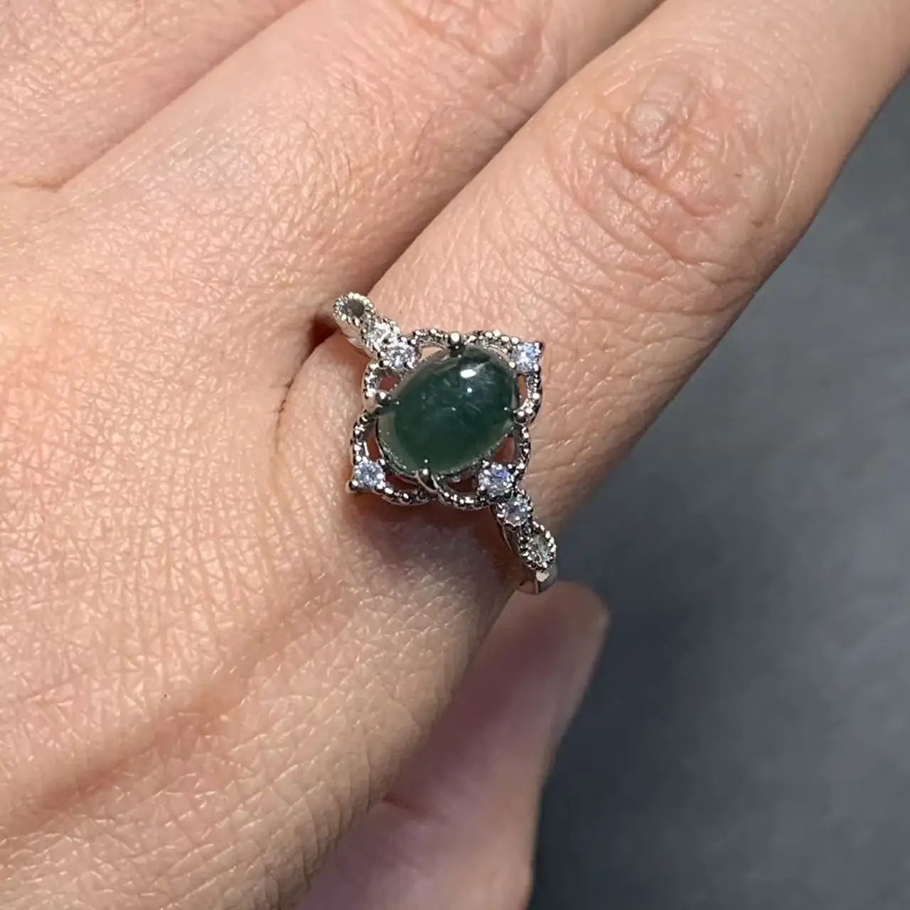 Natural Green GRADE A Jade Ring  Adjustable Female Jewelry for Women Gift Wholesale High Quality Vintage Fine