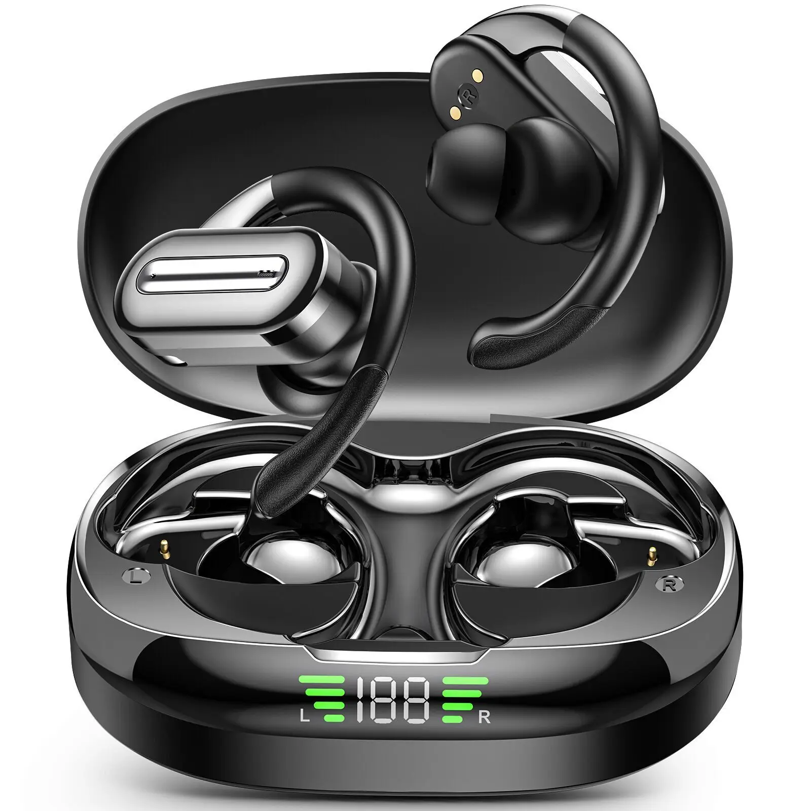 SP36 HIFI Stereo True Wireless Earphones Rotatable Ear Hook Sports Earbuds With Noise Cancelg And Dual Led Battery Display