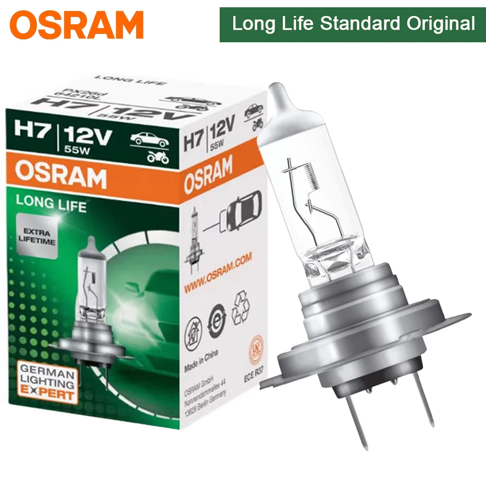 OSRAM H7 ORIGINAL HALOGENSCHEINWERFERLAMPE 64210L 12V 55W STANDARDLAMPE 3200K OEM-QUALITÄT LANGE LEBENSDAUER 1 STÜCK/VERPACKUNG
