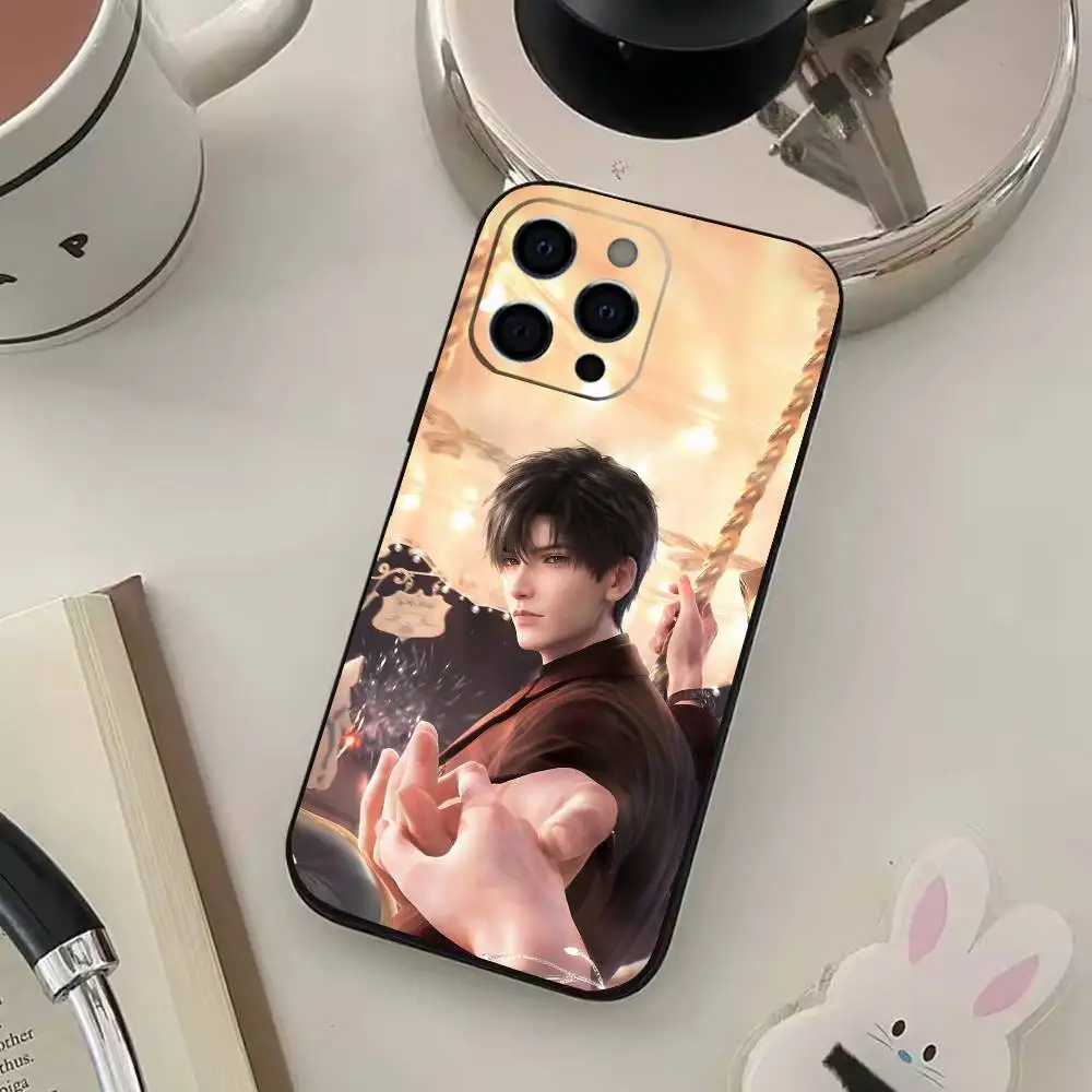 Custodia per telefono S-Sylus Love And D-Deep Space per iPhone 17,16,15,14,13,12,11 Plus,Pro Max,XS, cover morbida nera