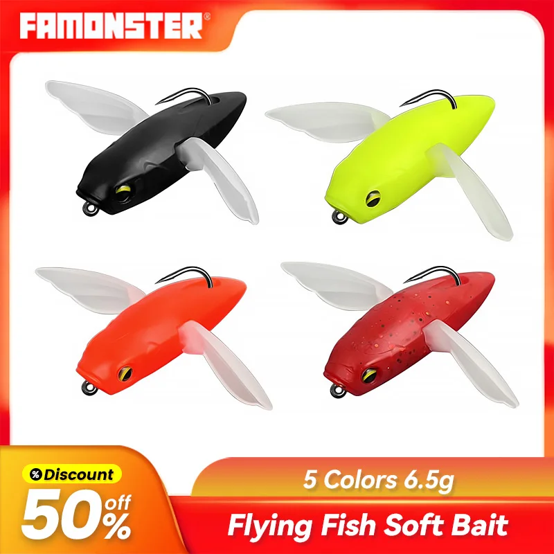 Famonster 6.5g/55mm Fishing Lure Sea Flying Fish Soft Bait Tuna Trolling Bird Shaped Teaser For Fishing wing Tackle