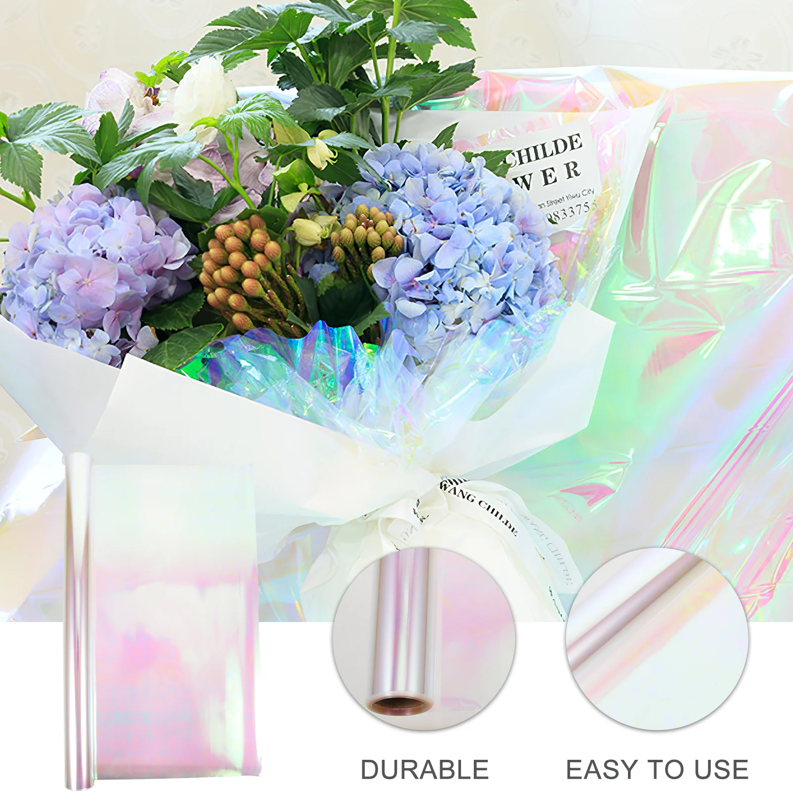 

1 Roll Iridescent Cellophane Wrapping Paper for Birthday Gift Basket Flower Bouquet Decorative Gift Wrap Paper