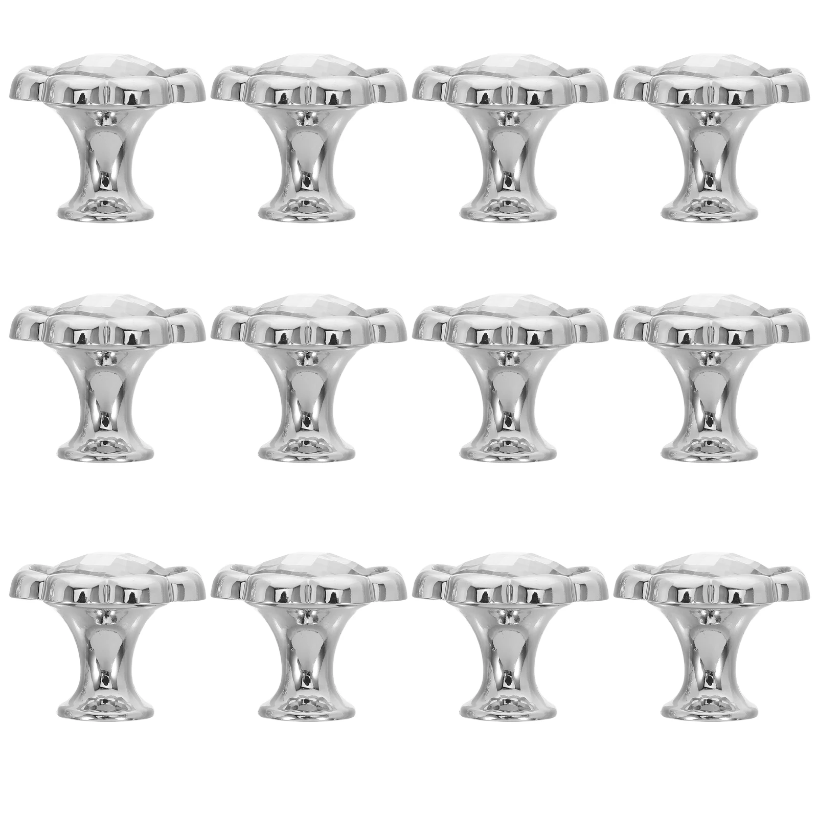 

12pcs Flower Shape Cabinet Knobs: Sparkling Rhinestone Decorative Drawer Handles For Kitchen Wardrobe Closet Wear-Resistant