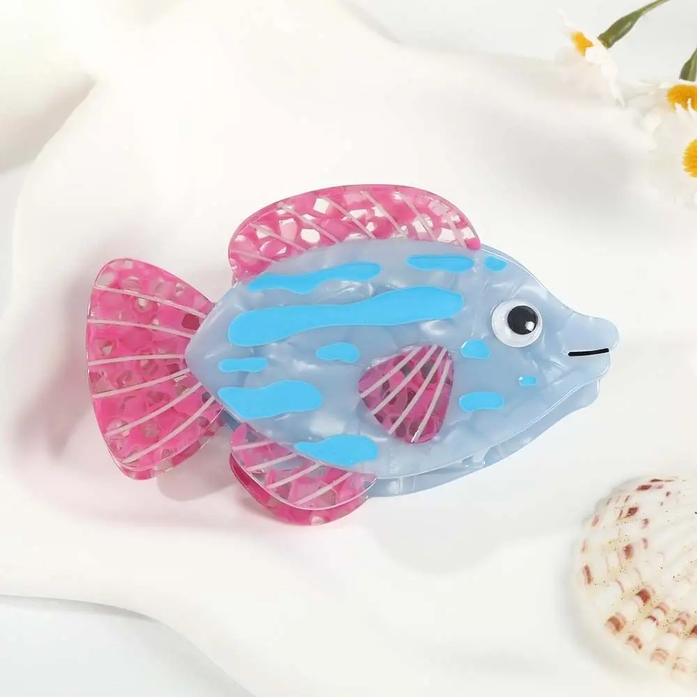 

Креативная заколка для волос в форме морской звезды, водонепроницаемая, в форме ракушки, акулы, контрастных цветов, из ацетатного волокна, для девочек