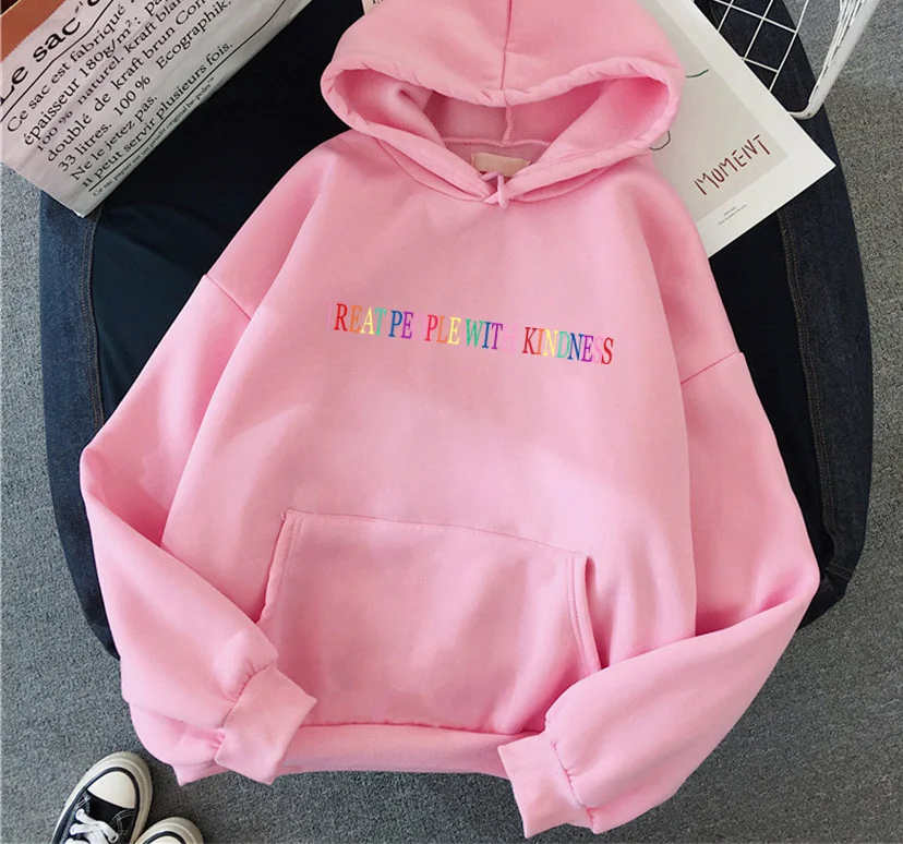 TREAT PEOPLE WITH KINDNESS automne femmes à capuche décontracté polaire femme à capuche Hip Hop pull femme sweat unisexe Streetwear