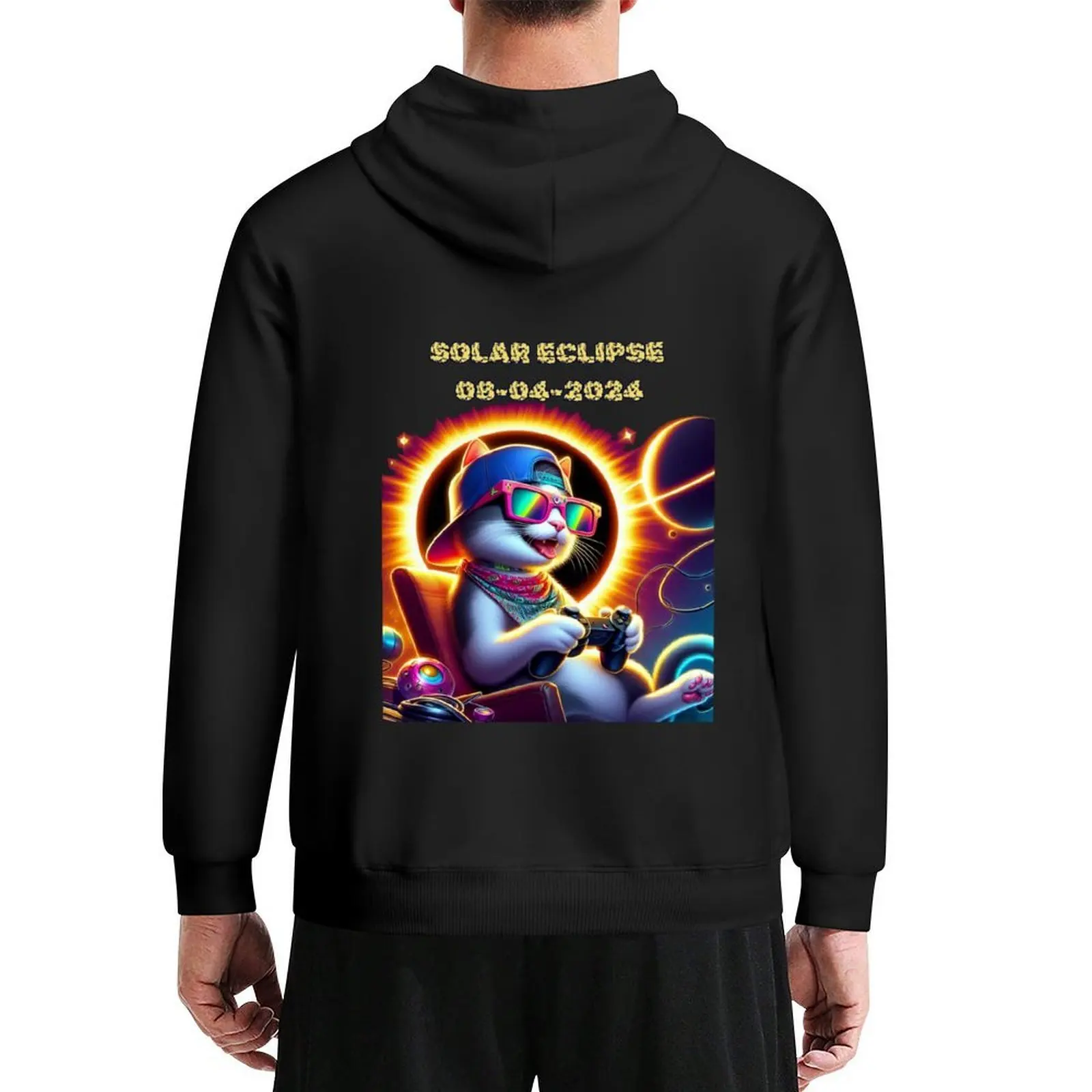 

Funny Solar Eclipse T-shirt's Cosmic Cat Capers Solar Eclipse 08-04-2024 Hoodie anime clothes anime hoodie
