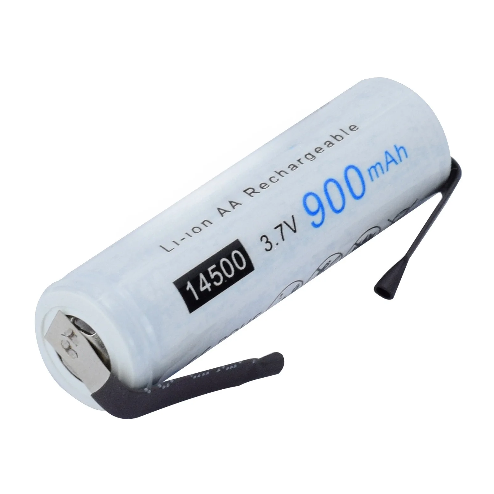 900mAh 14500 Lithium Battery 3.7V Rechargeable with Soldering Tabs AA Size Li-ion Battery for Strong Flashlights Laser Pointers