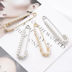 Women Trendy Popular Replica Pearl Decoration Tightening Waist Buckle Pin Coat Sweater Brooches Jewelry Accessories Girl Gift
