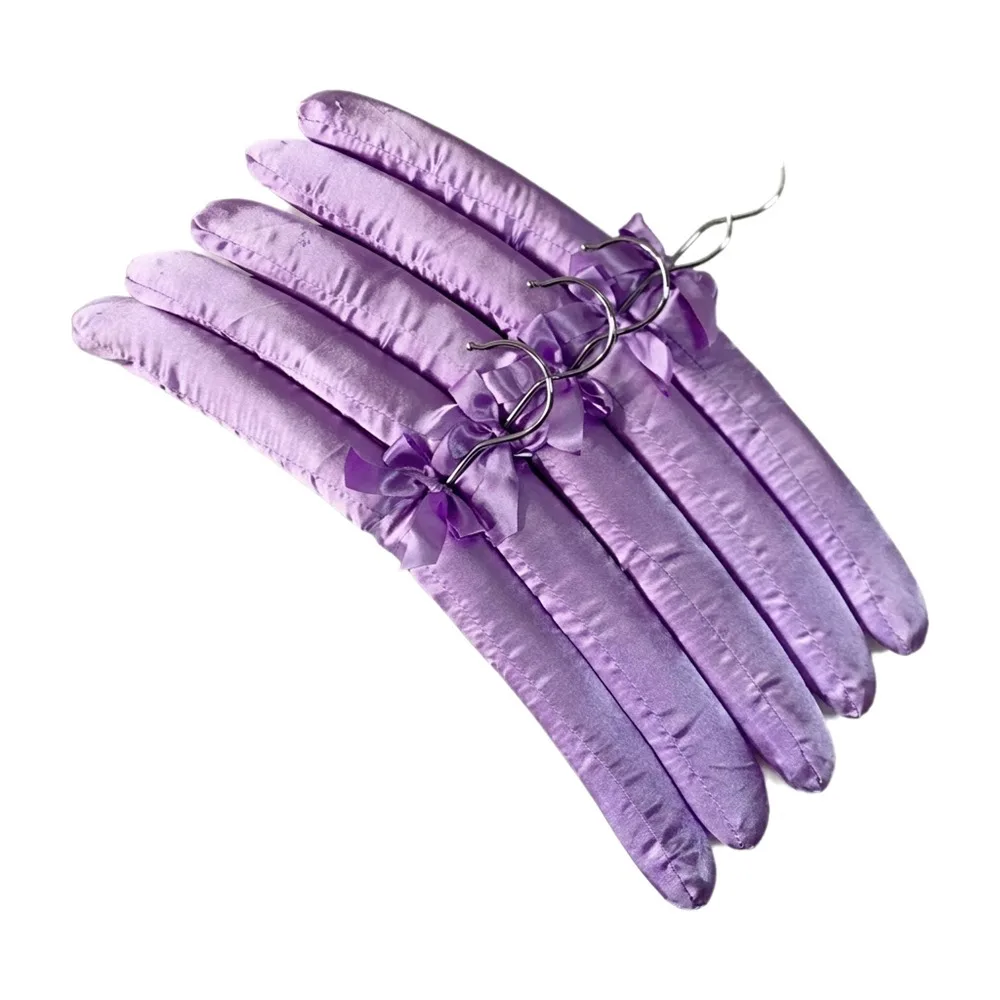 5PCS Soft Satin Padded Clothes Hanger Wrinkle-resistant Non-slip Satin Padded Display Hanger Traceless Sponge Clothes Hangers