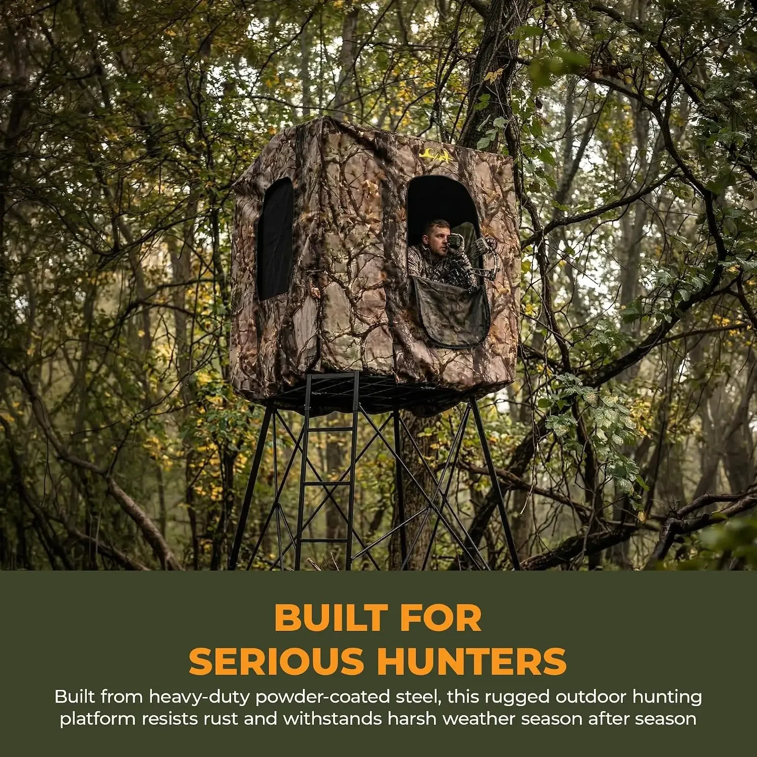 Ground Blind Platform, 65 L x 65 W Steel Outdoor Hunting Trap Door, Custom