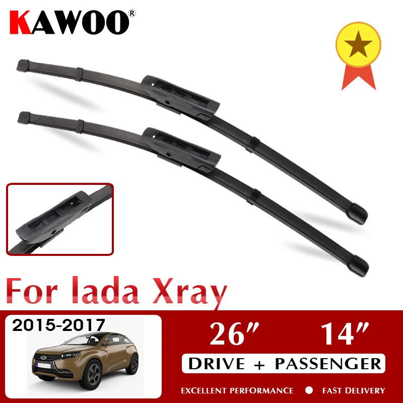 

KAWOO Wiper Front Car Wiper Blades For Lada Xray 2015-2017 Windshield Windscreen Front Window Accessories 26"+14" LHD RHD