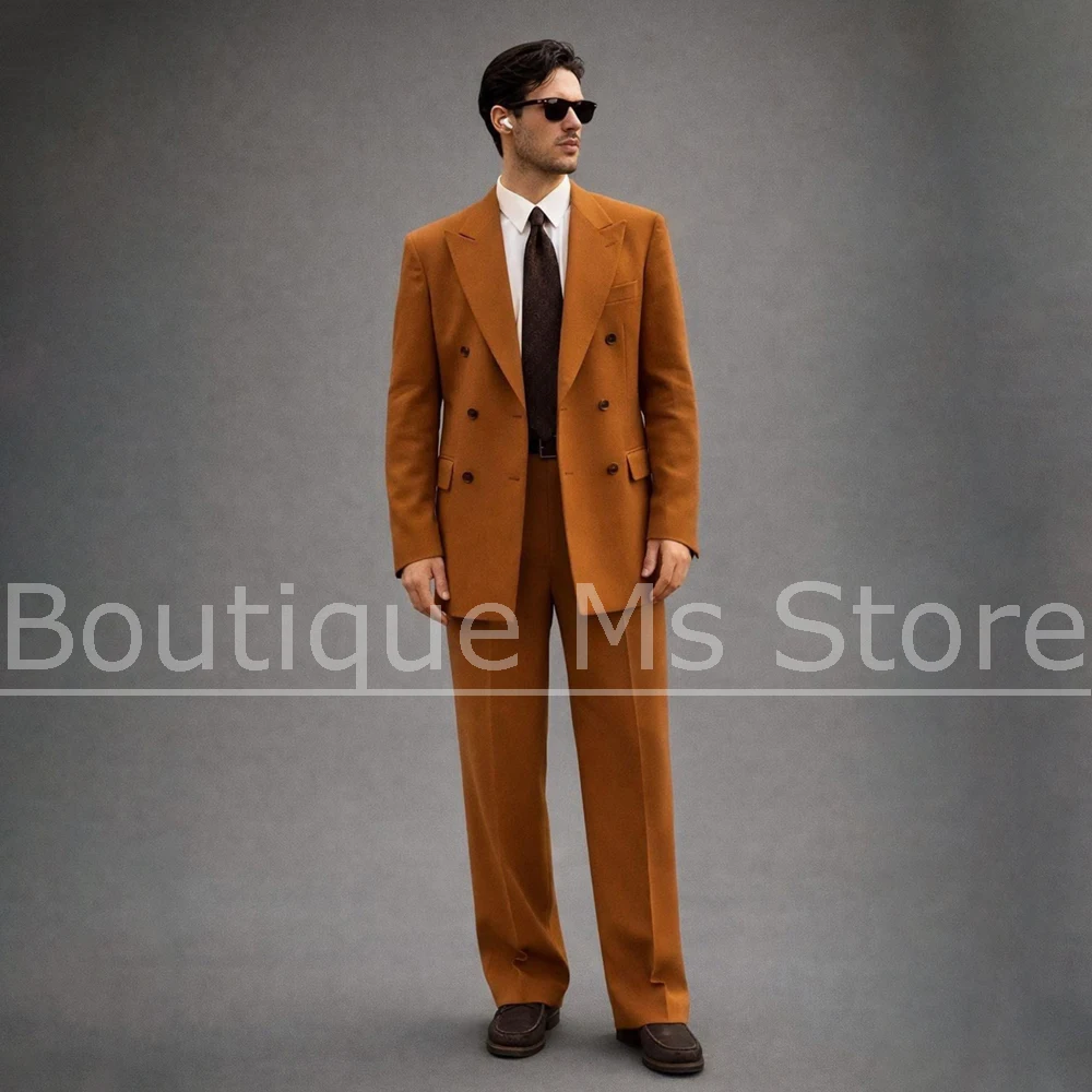 

Fashion Men's 2 Piece Suit Double Breasted Peak Lapel Blazer Pants Elegant Formal Chic Casual Business Wedding Party Tuxedo