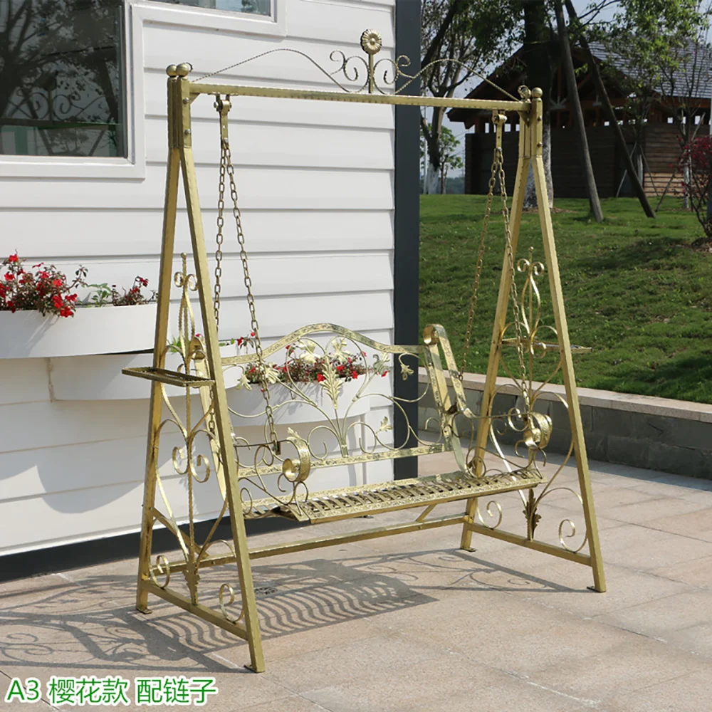 Hochzeit liefert beliebte Gold & Weiß Metallrahmen hängen Garten Sofa Stuhl Terrasse Gartenmöbel Stuhl