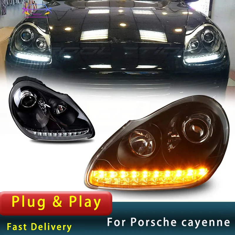 

Upgrade Car Head Light For Porsche Cayenne 2003-2007 New Design LED DRL Dynamic Signal Lamp Head light Assembly Auto Accessory