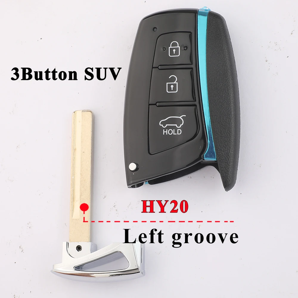 Jingyuqin 3 Button Replacement Smart card remote key shell Case Cover For Hyundai SUV model HY20/HY20R Uncut blank Key Blade
