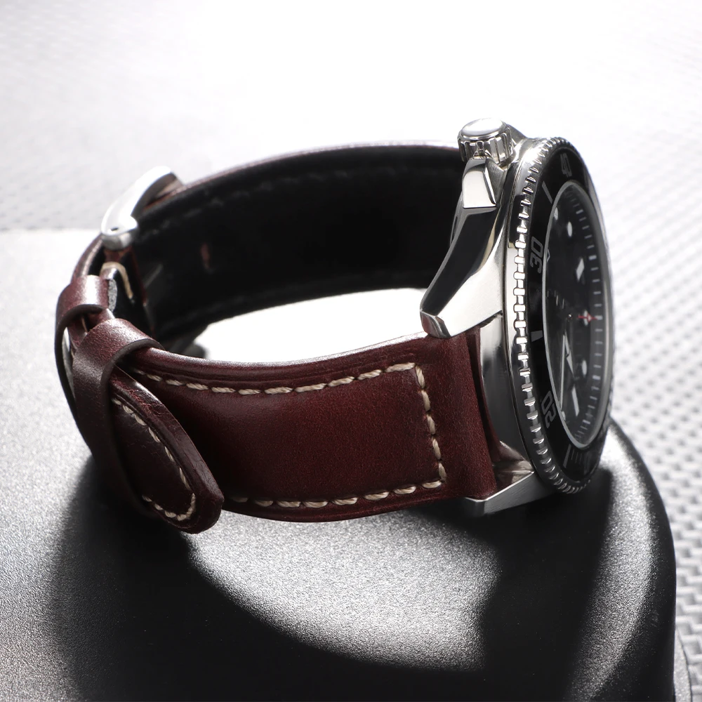 Bracelets de montre universels en cuir huilé vintage 18mm 20mm 22mm 24mm 26mm, marron, première couche de cuir, accessoires pour hommes, boucle ardillon