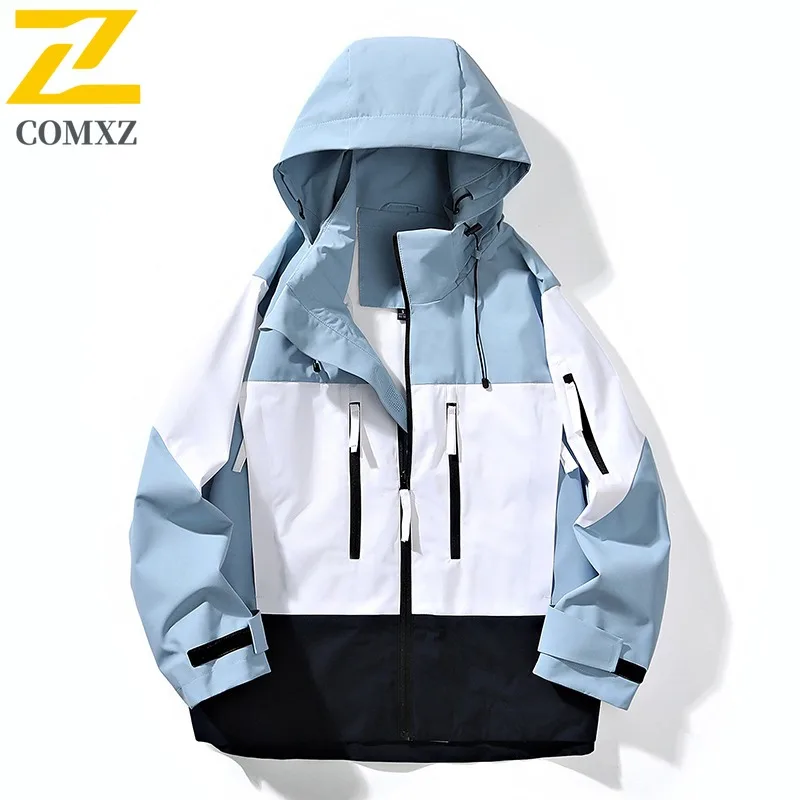 

COMXZ 2025 Мужская уличная ветрозащитная водонепроницаемая куртка, легкая ветровка, весна-осень-зима, спортивная одежда для пешего туризма и путешествий