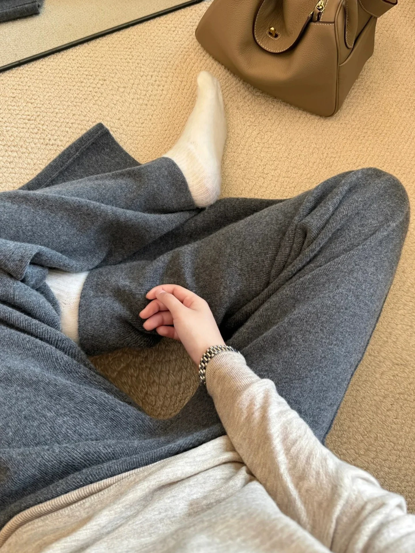 Ele confortable drapé pantalons décontractés femmes jambe droite Faionable minceur automne hiver trajet amical pantalon