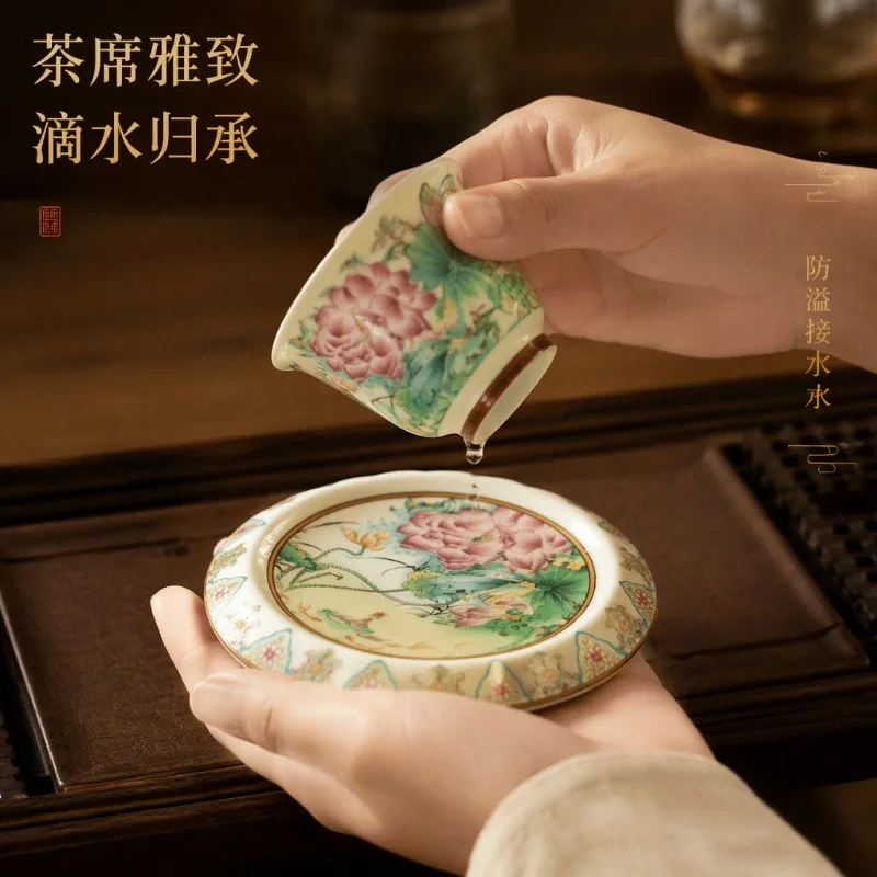 Lotus Charm Stand Small Tea Tray Kung Fu Accessory Teacup Coaster Cup Holder Saucer Lid Rest Decorative Ceremony Gift for Women