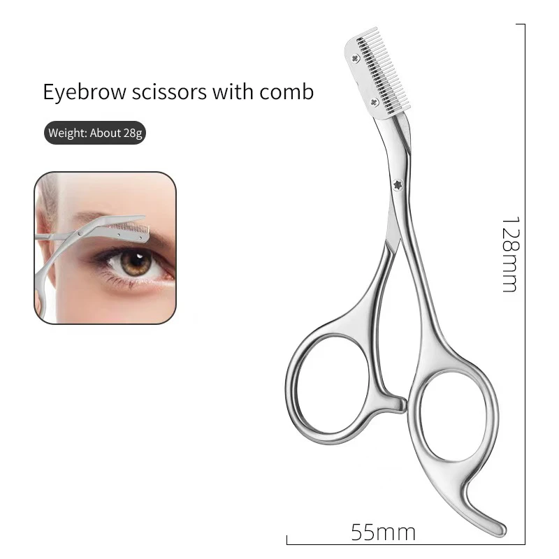 Eyebrow Scissors For Men And Women Makeup Tools One Metal Texture With Comb Eyebrow Razor Beauty Scissors Stainless Steel