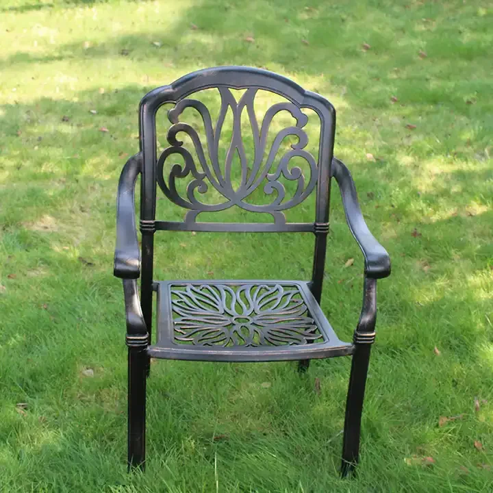 Cast Aluminum Dining Room Chair Outdoor Patio Furniture Balcony Garden Stacked Cast Aluminum Table And Chair Set