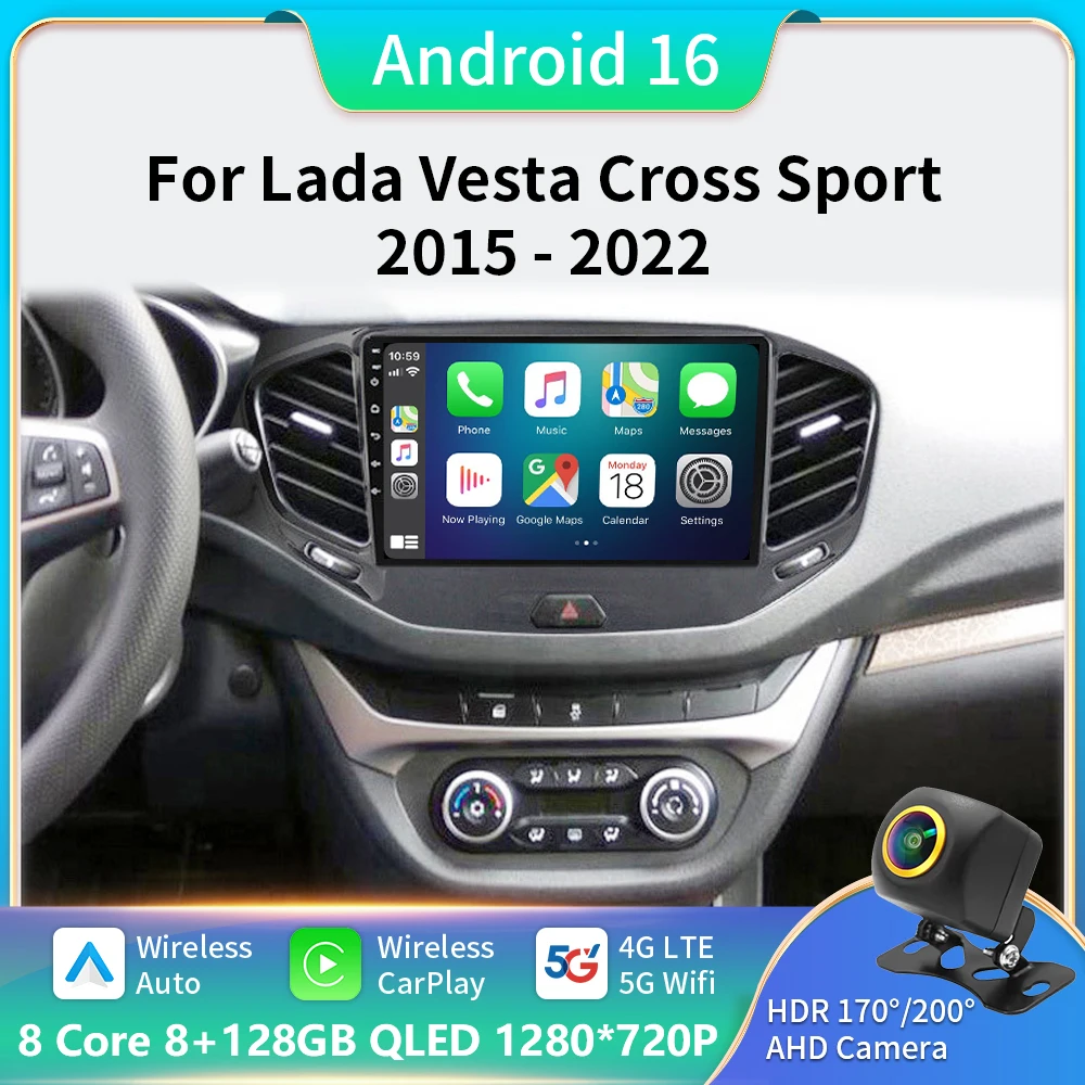 

Car Stereo Radio Center Multimedia Player For LADA Vesta Cross Sport 2015-2022 GPS Wireless Carplay Android Auto 2 Din Head Unit