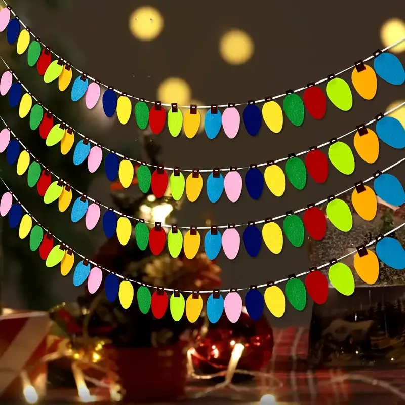 25 قطعة من لمبة الإضاءة الصغيرة الملونة لعيد الميلاد، لافتة لباد حفلة عيد الميلاد، ديكور المنزل، مركز التسوق، لافتة إضاءة اللباد