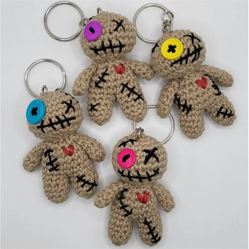 Pure Handmade knitting Keychain Multicolor zombie doll Keyring Wallet Ornament Backpack Decor For children Halloween gift