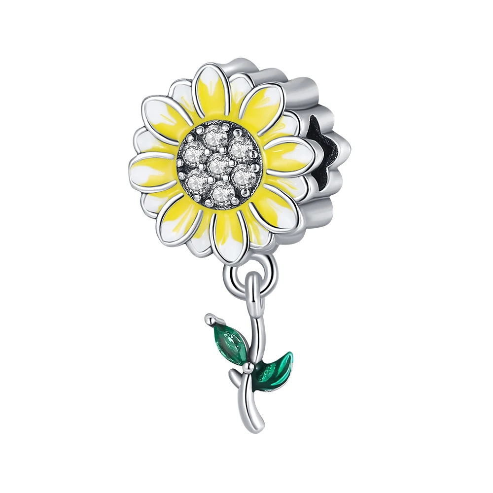 

Ahthen 925 Sterling Silver Hot Sale Beads Sunflowers Dangle Charm fit Snake Chain Bracelets Necklaces for Women Jewelry Making