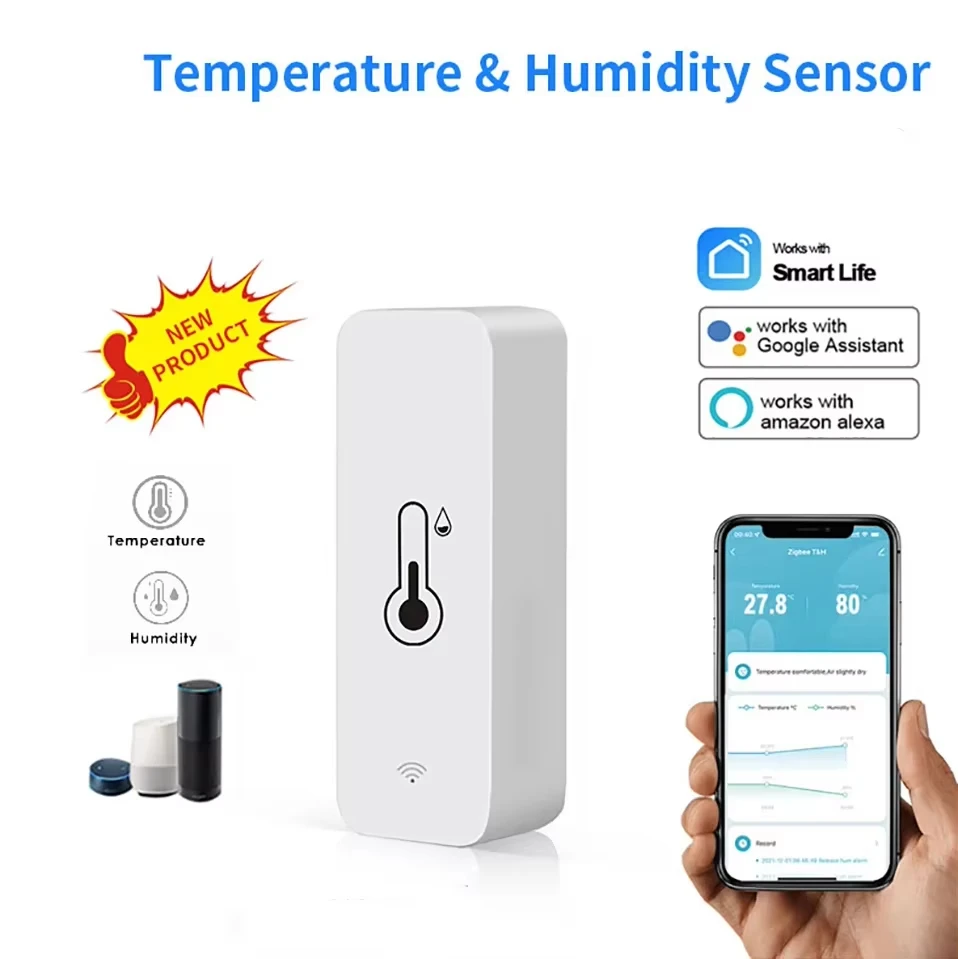 Zigbee Temperatur- und Feuchtigkeitssensor, kompatibel mit der Tuya Smart Life App, intelligentes Innenraumthermometer und Hygrometer, funktioniert mit Alexa und Google. – Detail 2