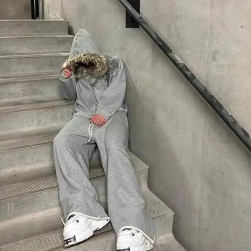 Imagen 2 del producto Otoño e Invierno nueva chaqueta de sudadera gruesa con cremallera unisex Y2K con sombrero simple diario versátil y no monotono