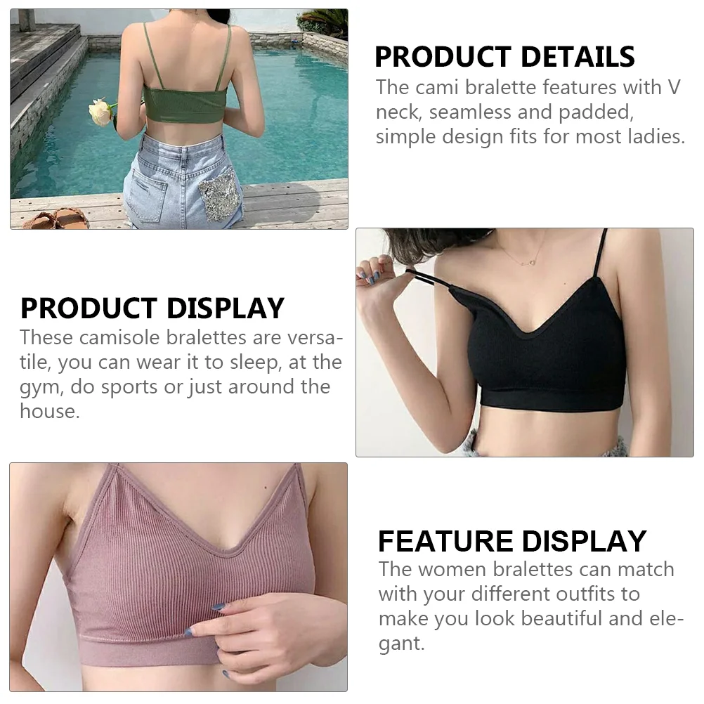 6 buah kamisol rompi tanpa tali bra mulus leher Bralette bra Bandeau wanita tidur untuk pakaian dalam Gratis bantalan Mini