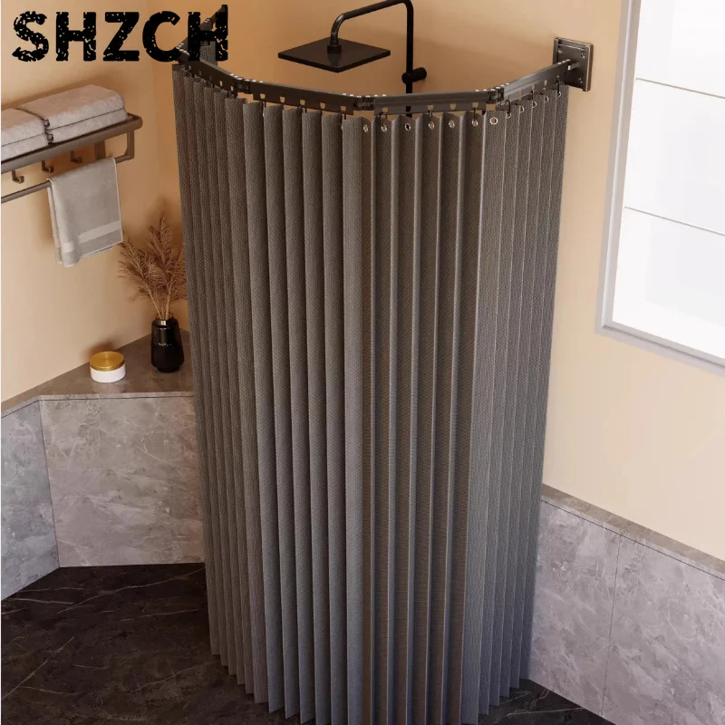 Barra de cortina de ducha plegable, partición de baño impermeable con sellos magnéticos, separación en seco/húmedo que ahorra es