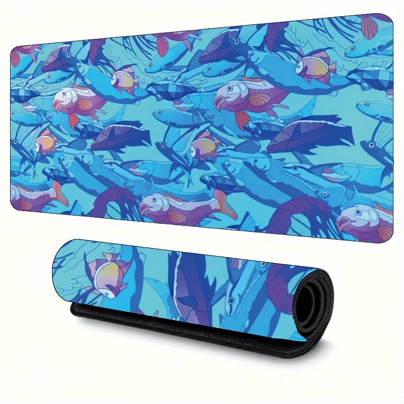 Colorful Underwater Fish Gaming Mouse Pad, Large Non-Slip Desk Mat with Vibrant Blue Ocean Art for Gamers & Home Office