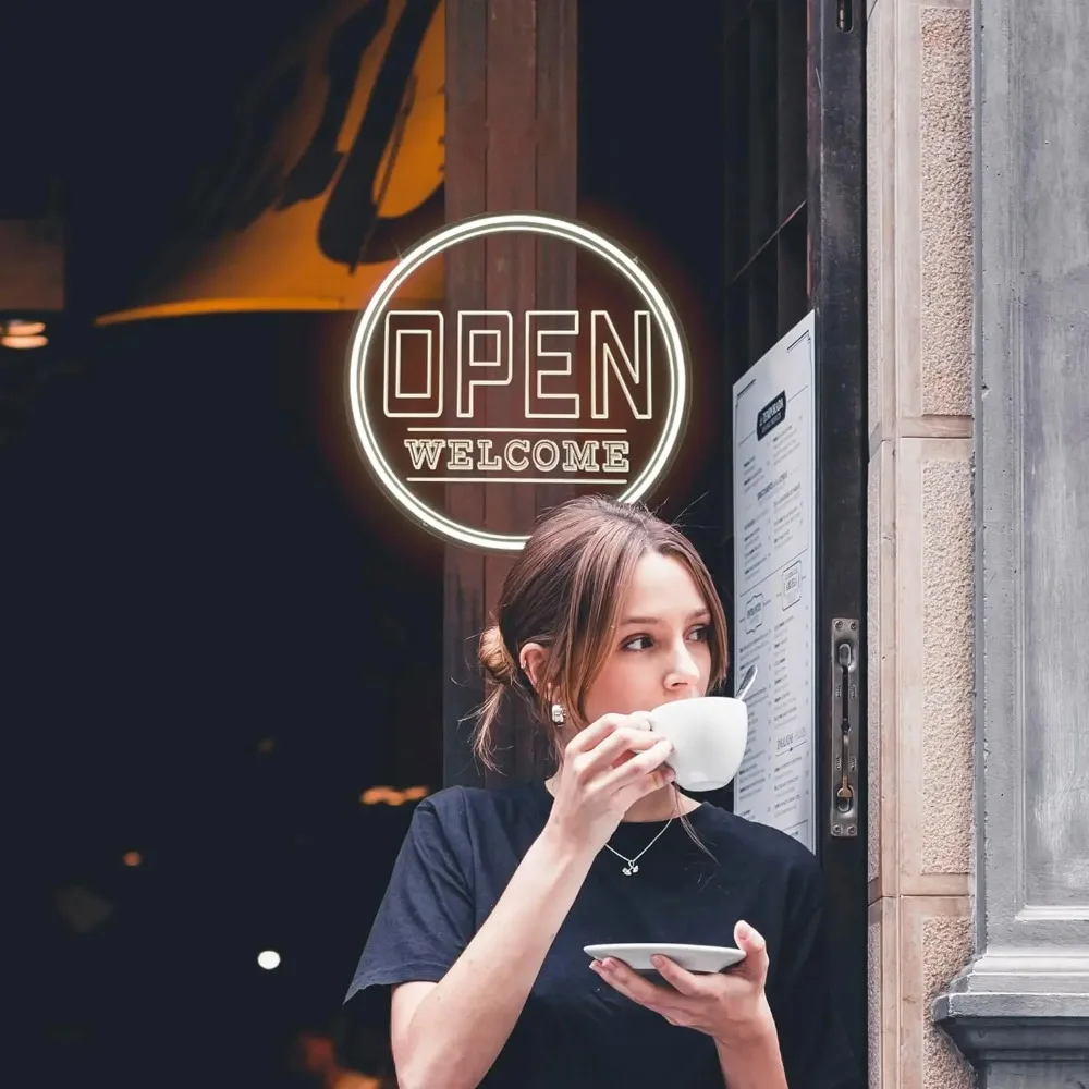 1pc Vibrant Open Welcome Neon LED Sign USB-Powered Energy-Efficient Decor for Dance Halls Shops Bars Salons Hotels Party Venues