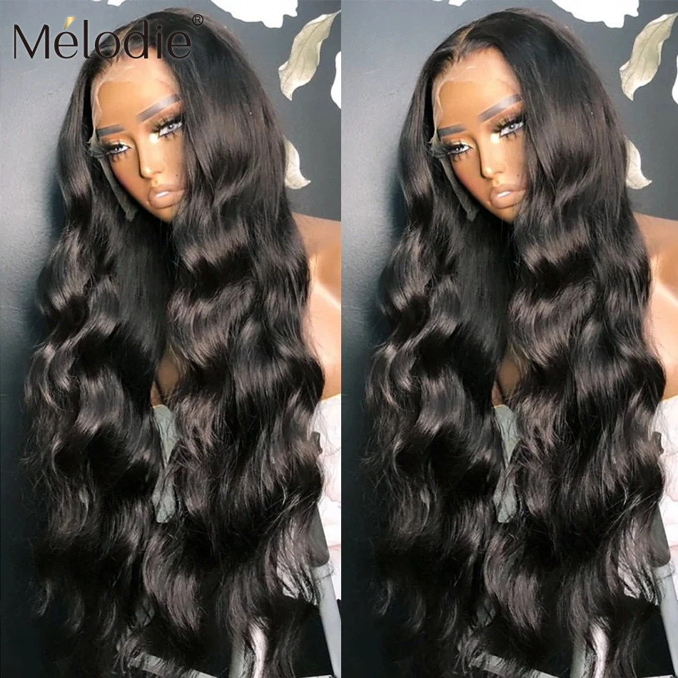 Melodie 250 Density Body Wave HD Human Hair Lace Frontal Wig Glueless Water Wave 13X4 Front Transparent Lace For Women