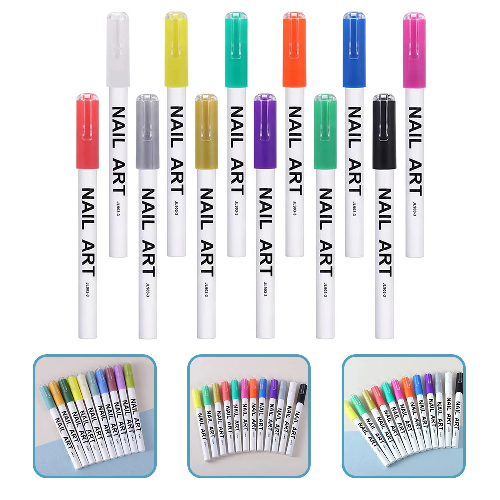 12 قطعة أقلام مانيكير مسمار الفن أدوات رسم يدوية قبضة ناعمة المهنية المنزل استخدام مسمار خط قلم رسم أداة قلم مانيكير