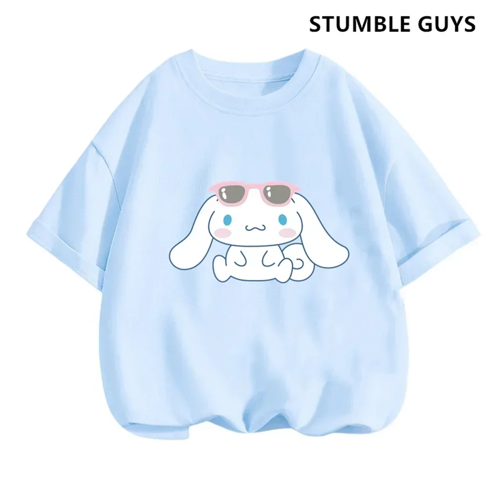 Cinnamoroll T-shirt Set Sanrio Children's Short-sleeved New Summer Y2K Clothes Girly Heart Soft Clothes Kawaii Birthday Gift